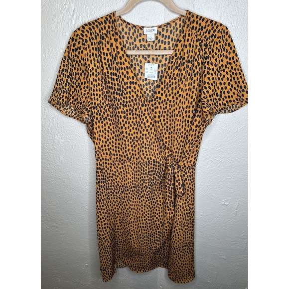 J.CREW Dresses & Skirts - J Crew Factory Womens Drapey Twill Wrap Dress Size 12 Animal Print Nwt